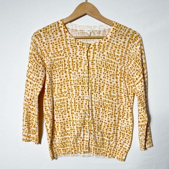 Jcrew 3/4 sleeve Sz. S pink and orange modern abstract patterned cardigan - Picture 4 of 10